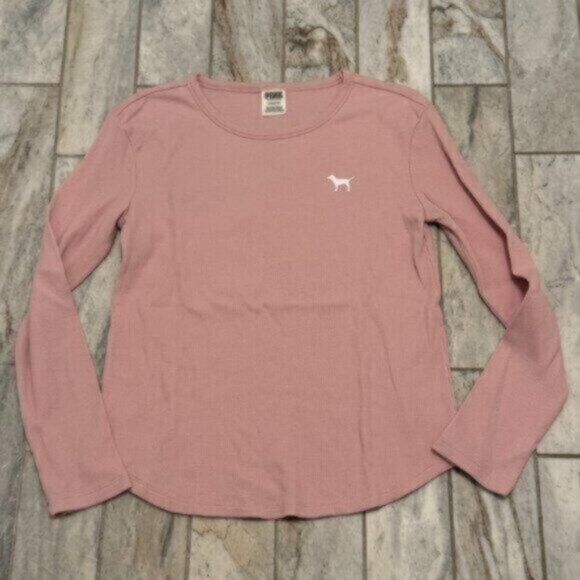 NEW PINK Victoria's Secret Women's Small (Oversized) Pink/White long sleeve top - Picture 1 of 4